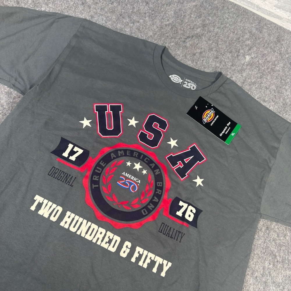 Dickies Mens America 250 Graphic Tee Gray Short Sleeve USA Shirt XL 2051104